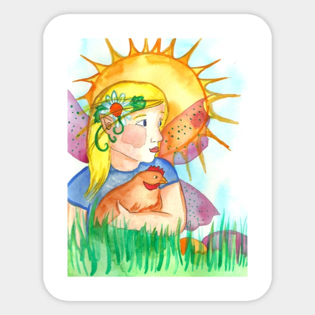 Fairy Tarot The Sun Sticker by ChamberOfFeathers